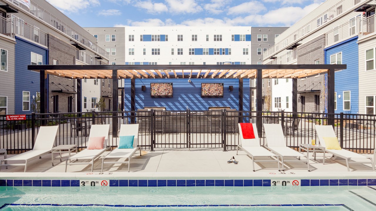 lounge chairs by the pool