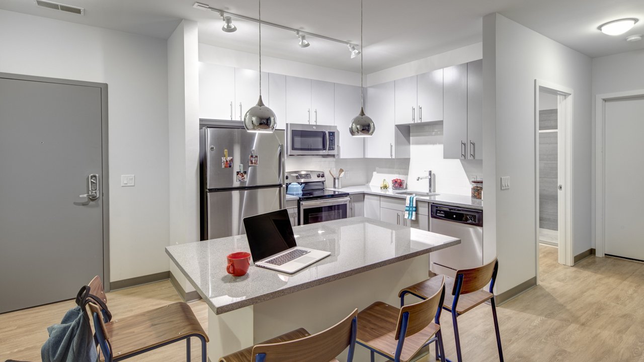 apartment kitchen with island new countertops