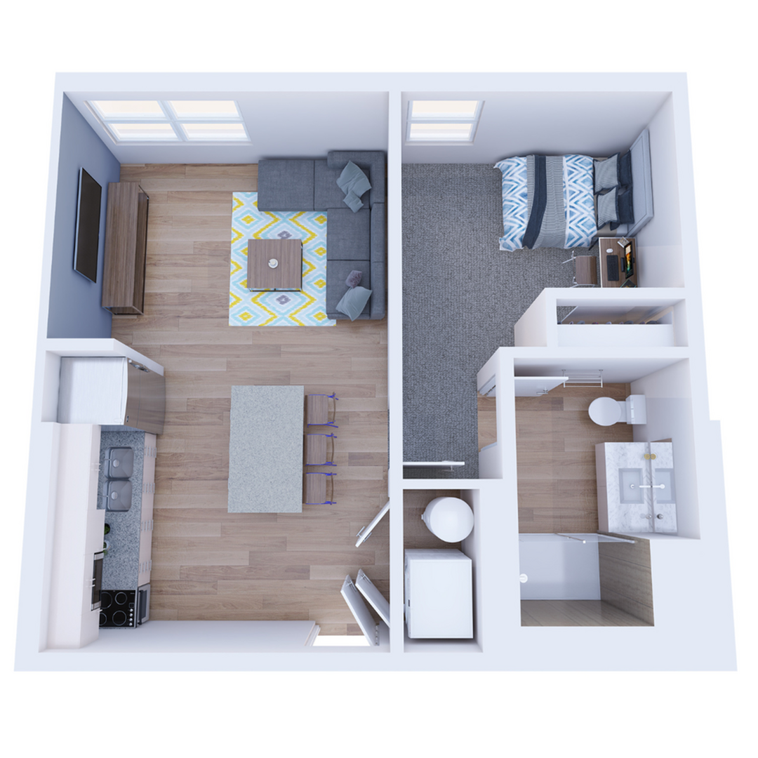 1BR/1BA – Premium floor plan