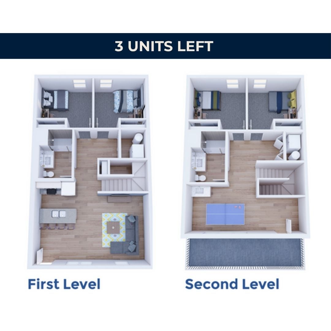 4BR/2BA – B Townhouse floor plan