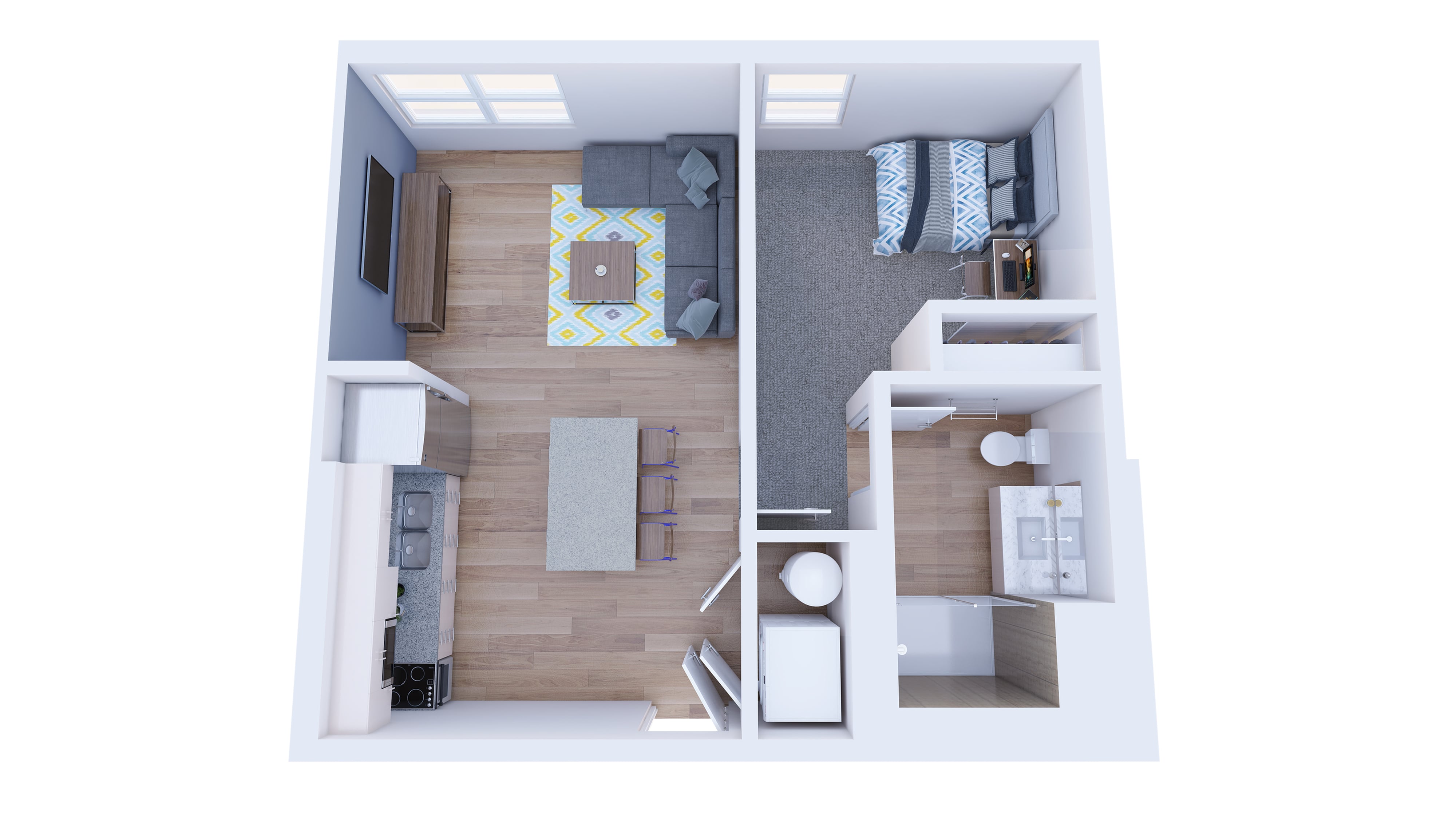 1BR/1BA – Terrace floor plan