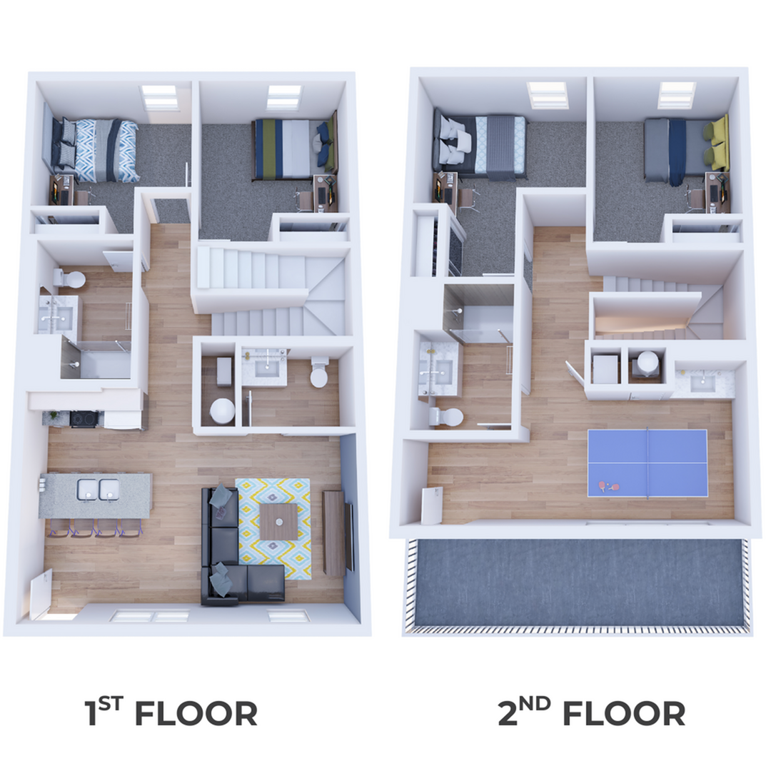 4BR/2.5BA – B Townhouse floor plan