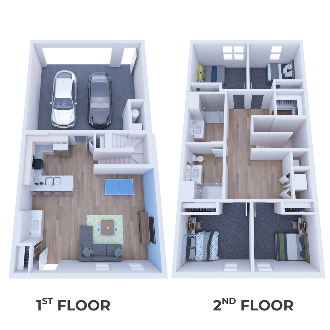 4BR/2BA – A Townhouse floor plan