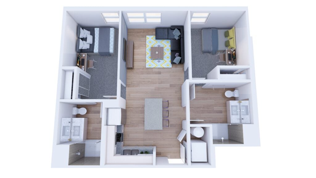 2BR/2BA – Terrace floor plan