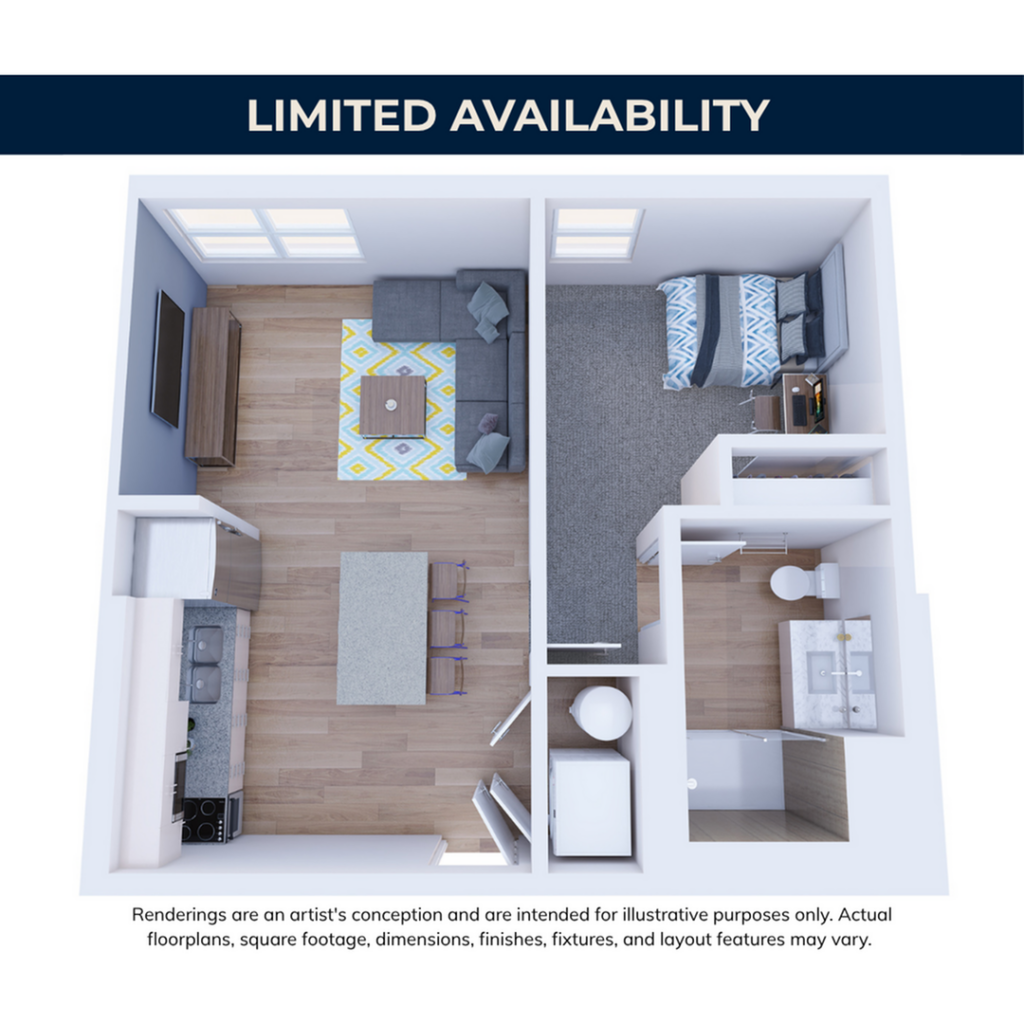 1BR/1BA – Terrace