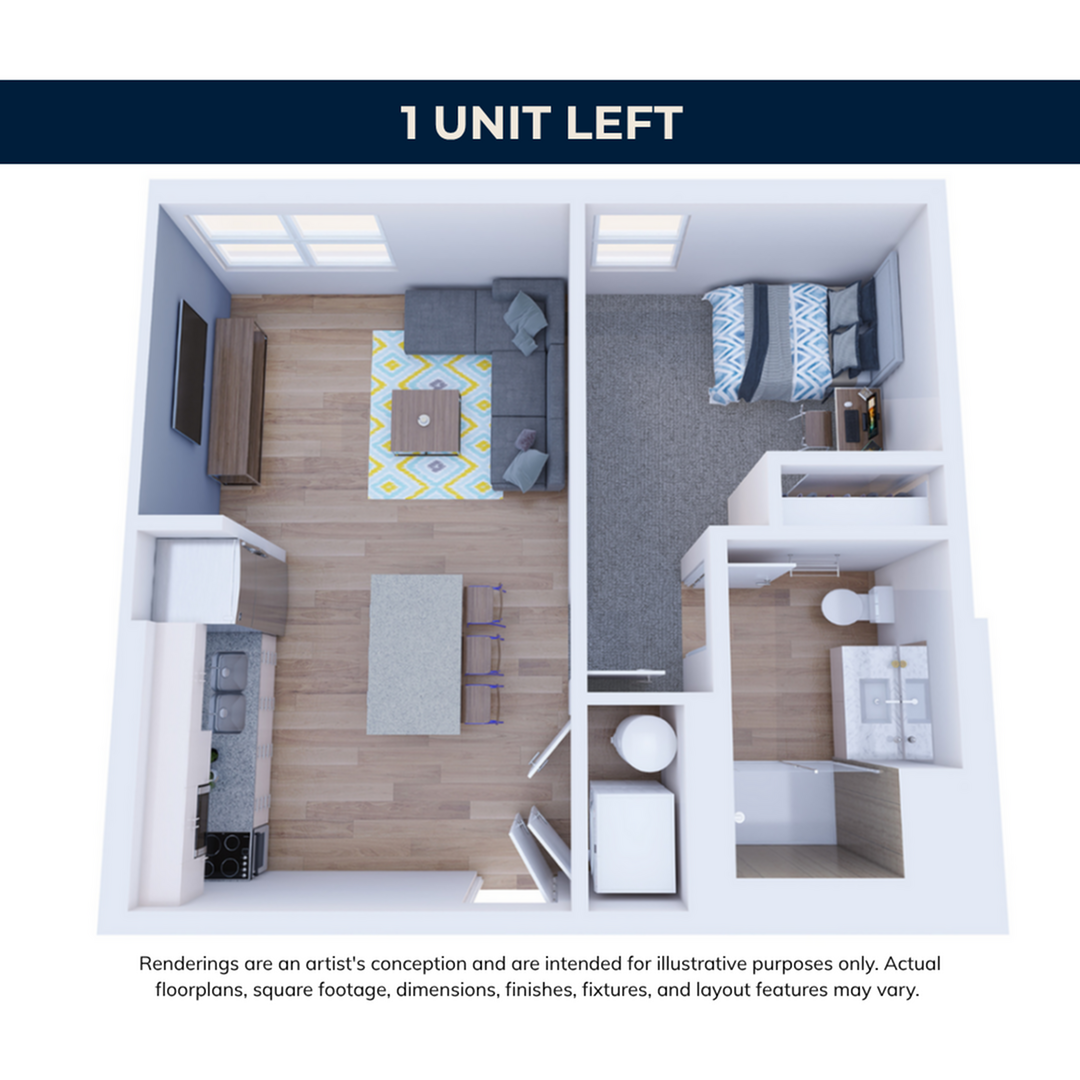 1BR/1BA – Premium floor plan