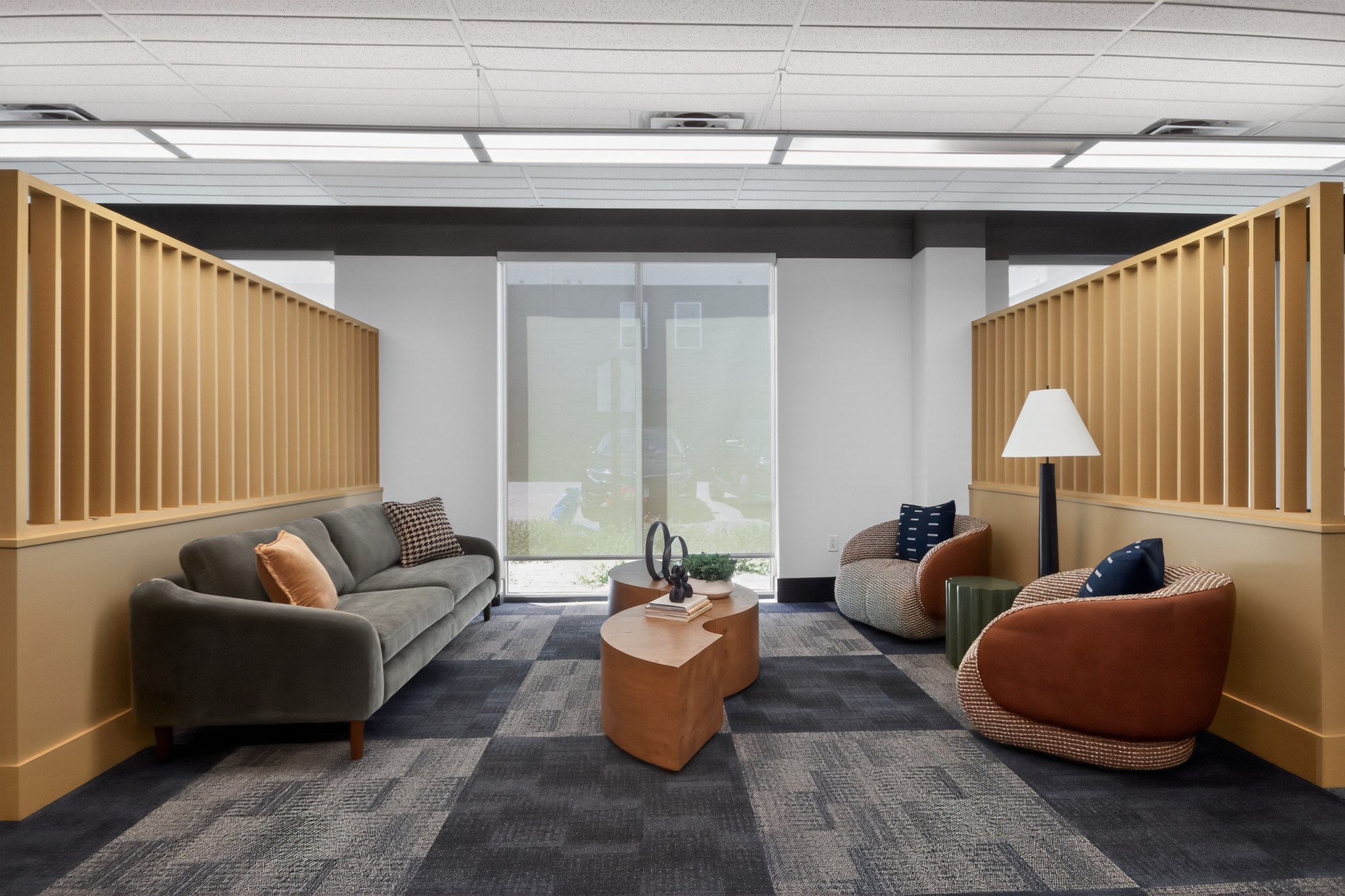 Sofa and armchairs in the study lounge at West Quad